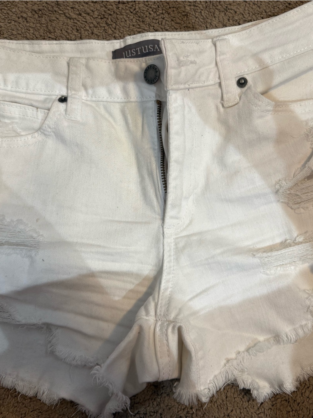 Just USA White Distressed Denim Jean Shorts